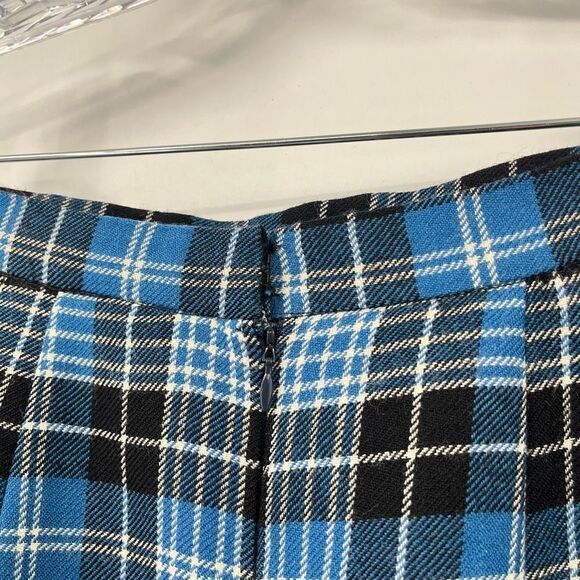 O'Neil of Dublin Plaid Irish Wool Midi Skirt Pencil Blue Black Womens Size 8P - Picture 5 of 5